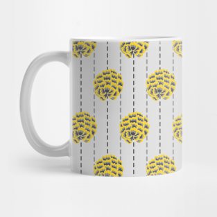 Yellow Peonies Flowers with Vertical Stripes Modern Mug